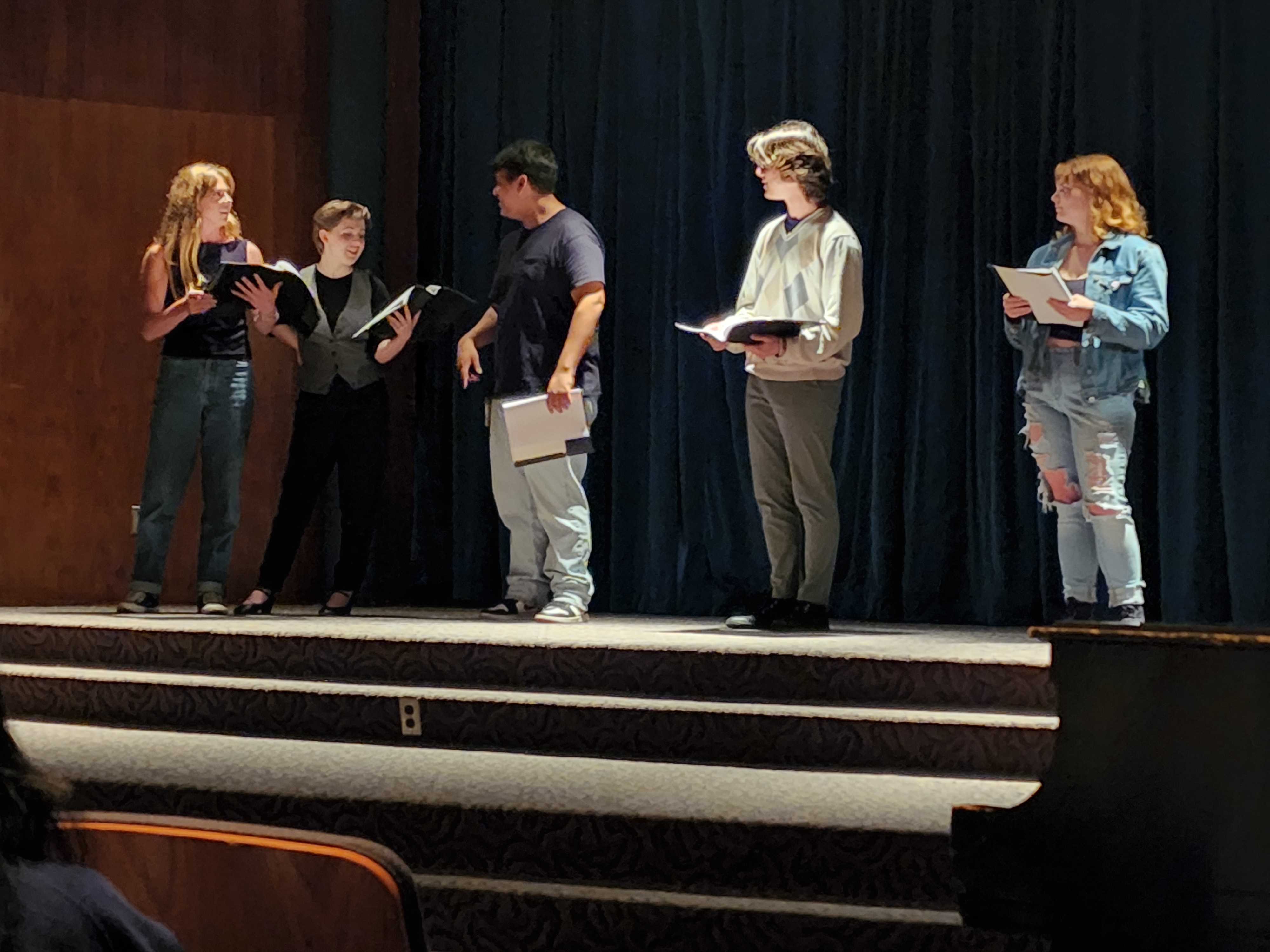 Performers of Drew, Lou, Larry, Hailey, and Dennis in"Timeline'd!" at International thespian Festival in Bloomington, Indiana