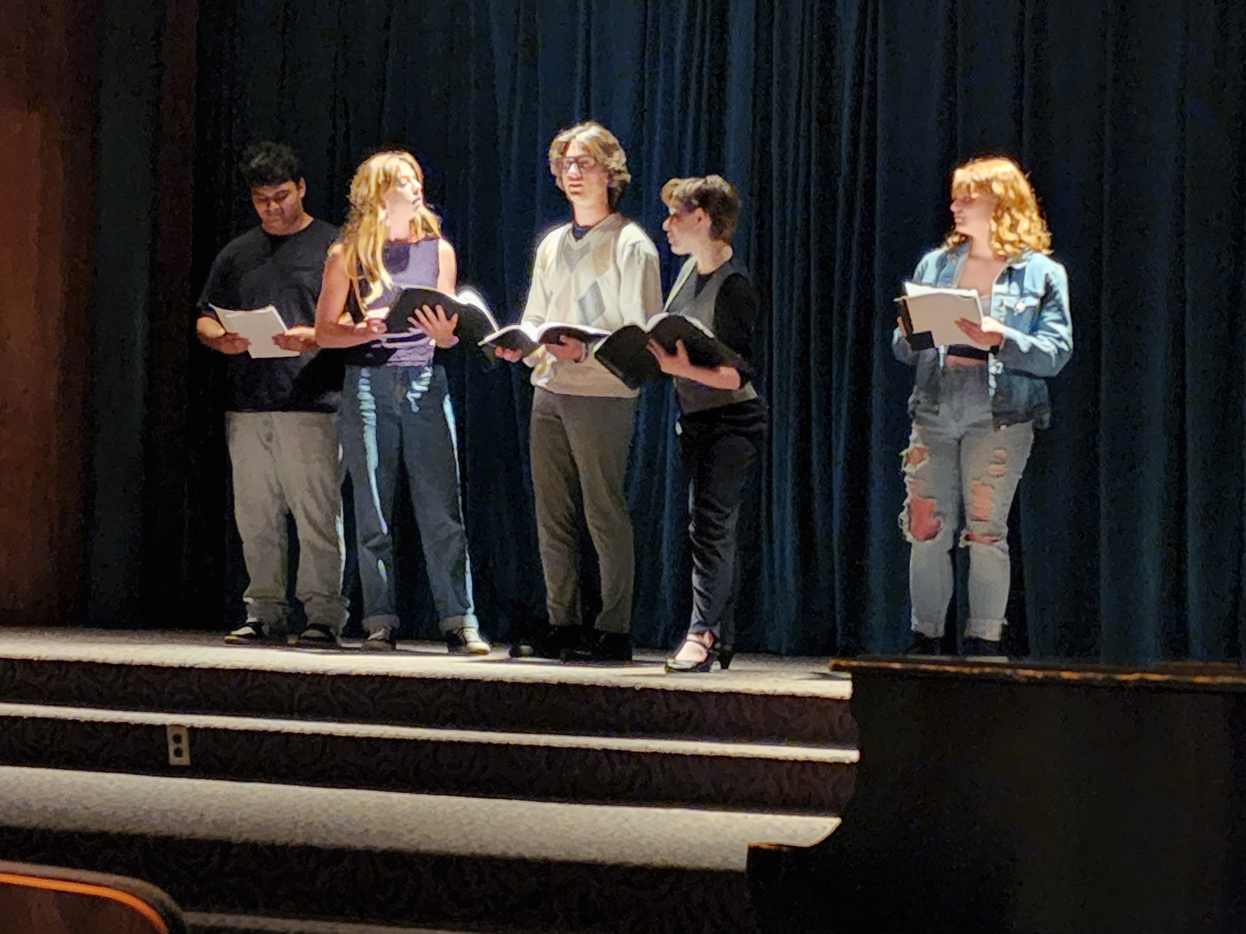 Performers of Drew, Lou, Larry, Hailey, and Dennis in"Timeline'd!" at International thespian Festival in Bloomington, Indiana