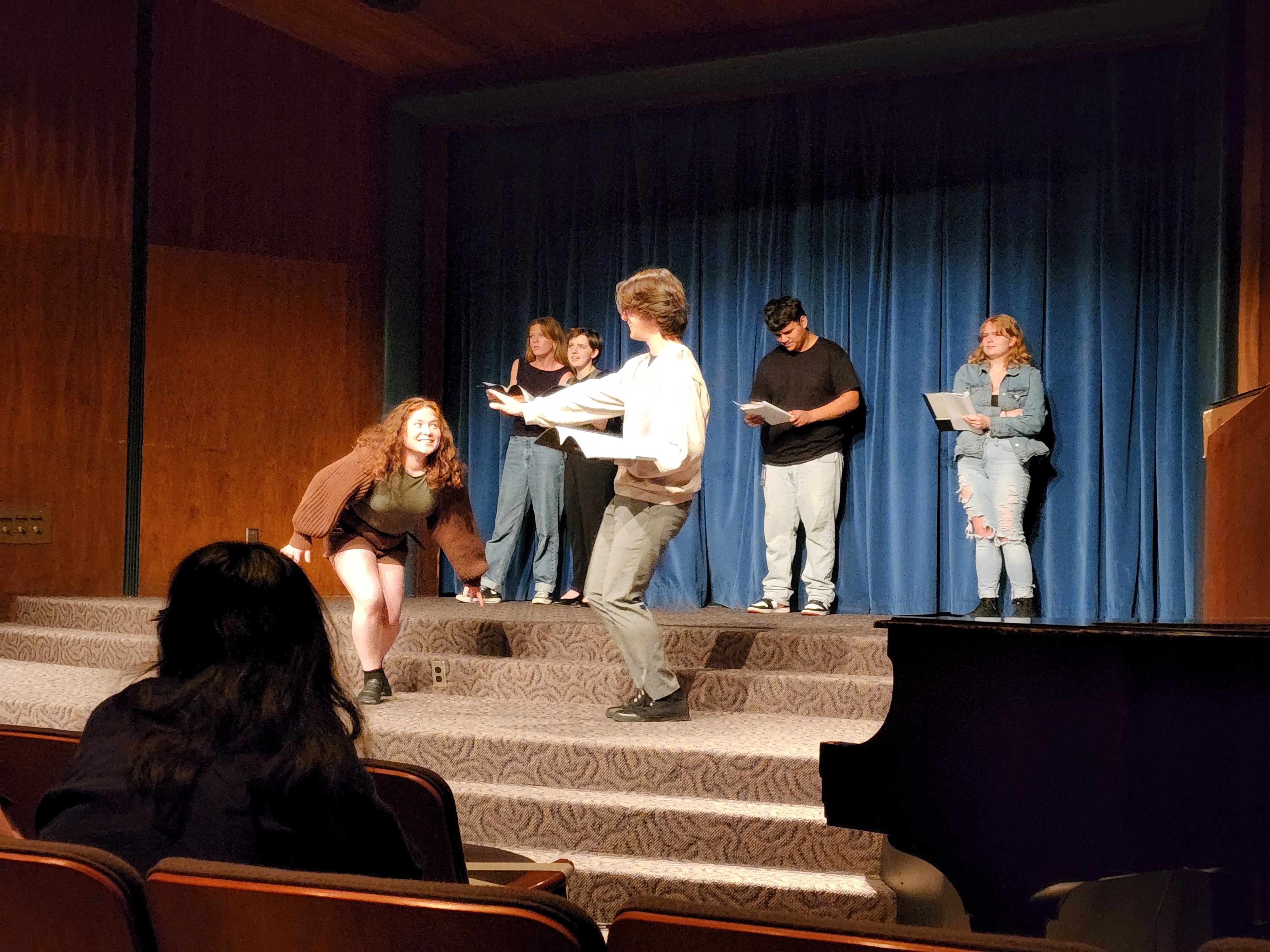 Dennis and the Creature Ollie in in"Timeline'd!" at International thespian Festival in Bloomington, Indiana
