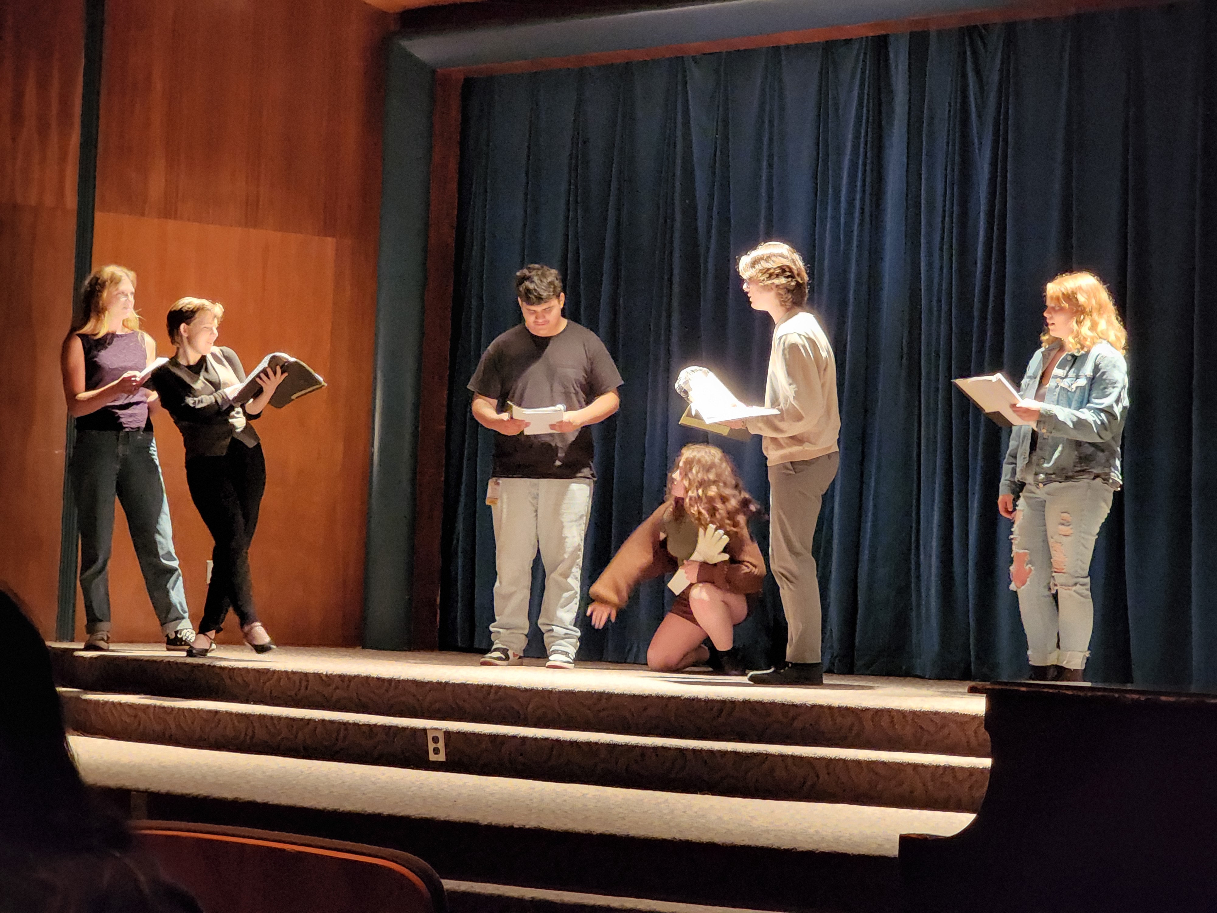 Drew, Lou, Larry, Dennis, the creature, and Hailey in Timeline'd!" at International thespian Festival in Bloomington, Indiana