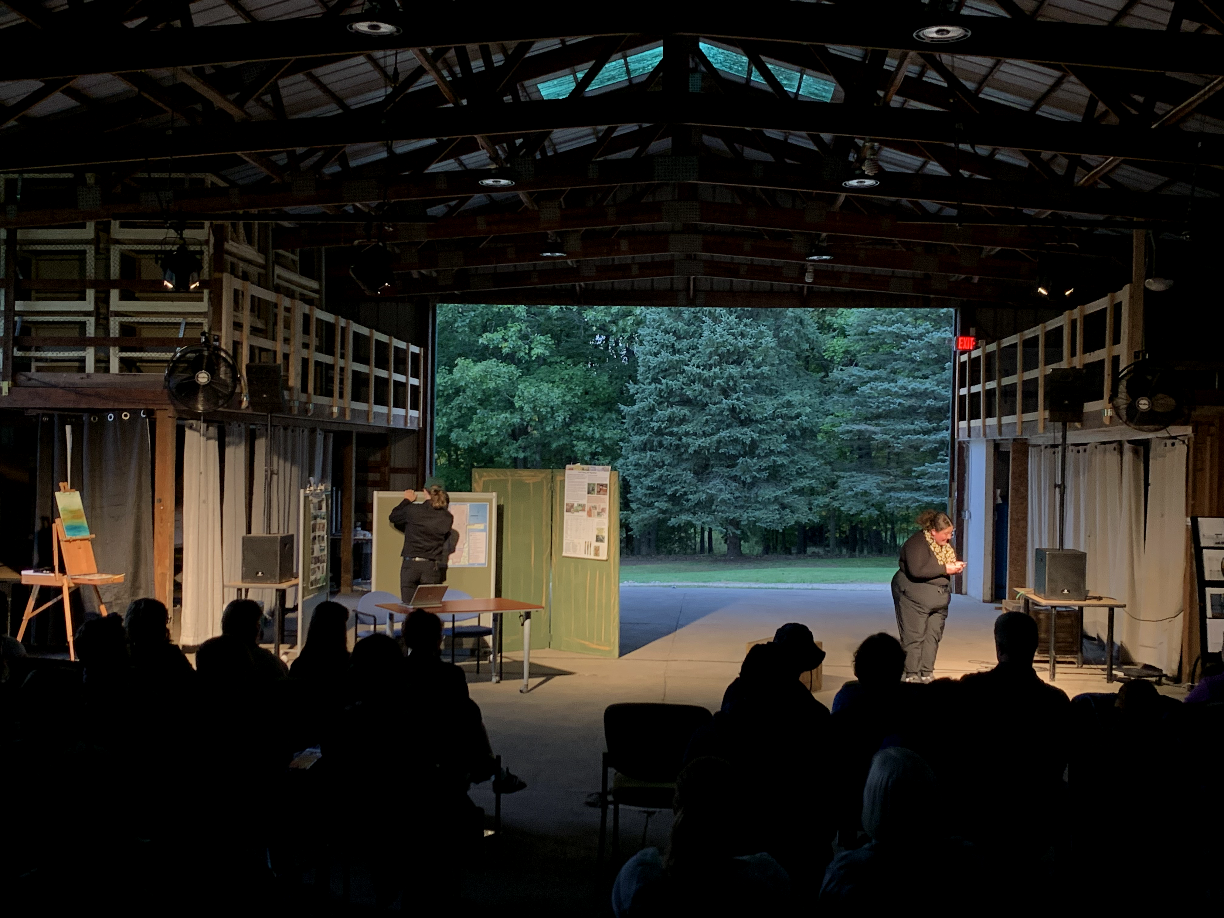 Noah Trapp and Reese Verlinde in 'The Link" in the barn at Corey Marsh Ecological Research Center (CMERC)