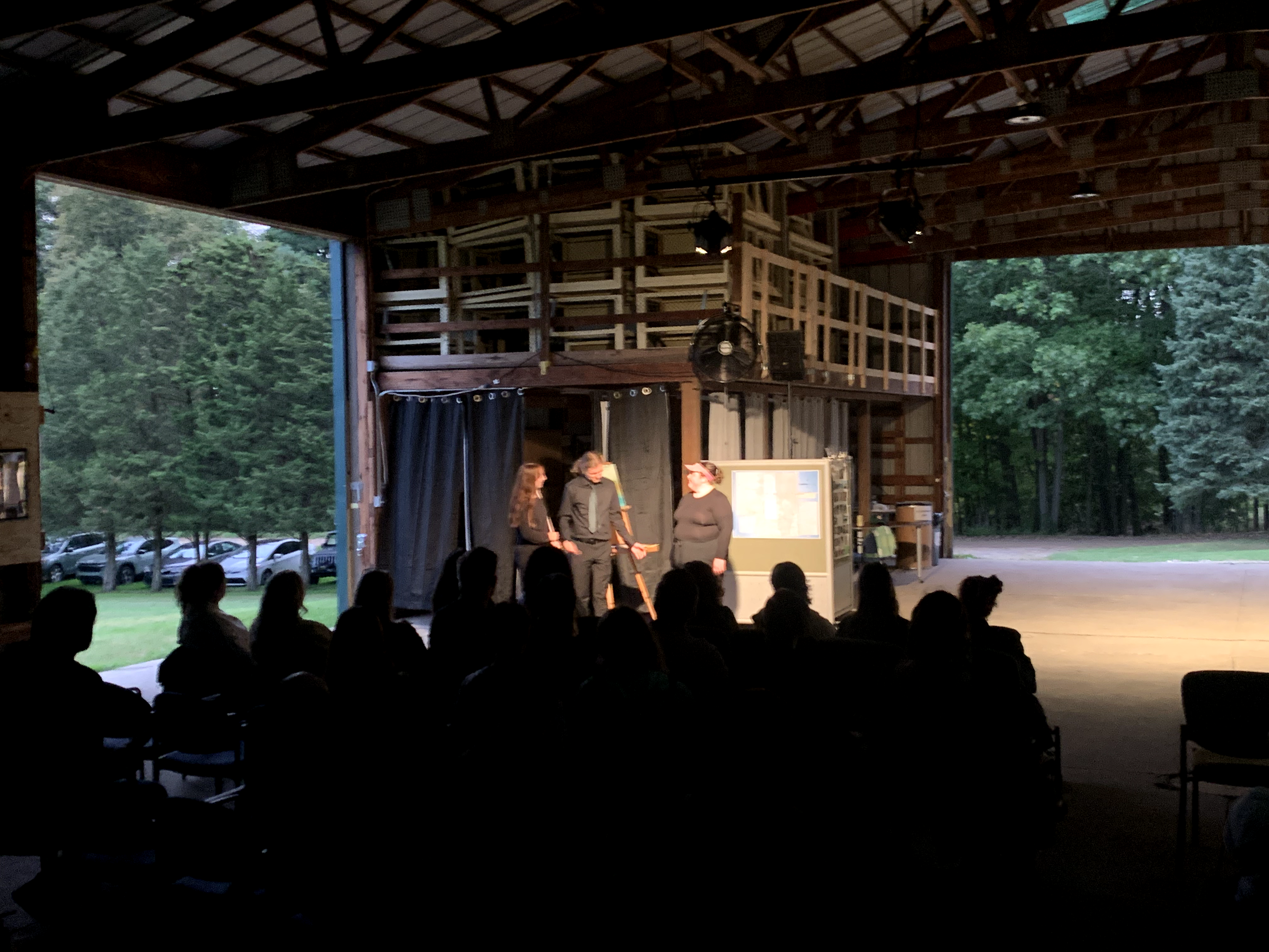 Noah Trapp, Savannah Jordan, and Reese Verlinde as Plein Air Painter in 'The Link" in the barn at Corey Marsh Ecological Research Center (CMERC)