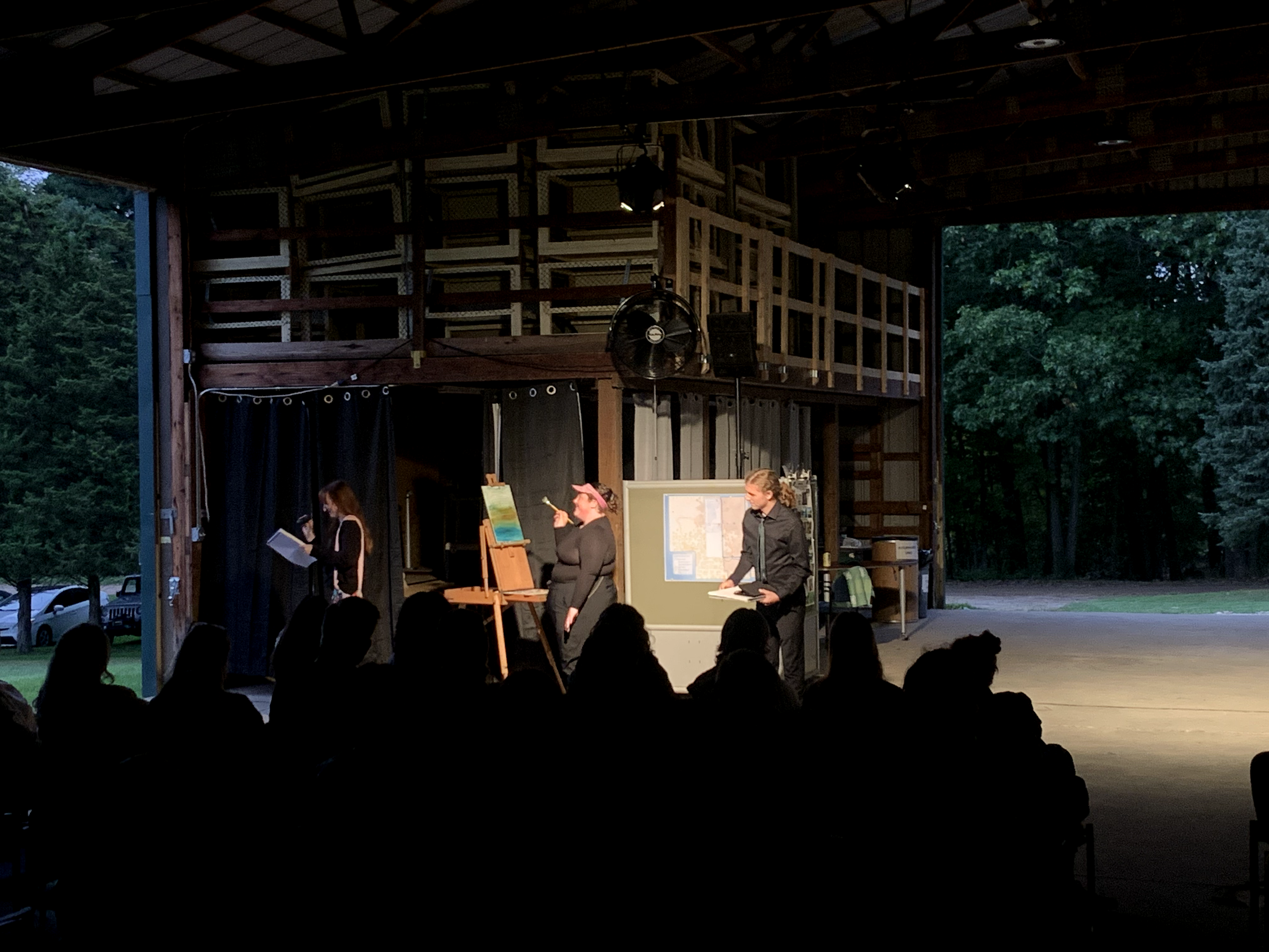 Noah Trapp, Savannah Jordan, and Reese Verlinde in Savannah Jordan, and Reese Verlinde as Plein Air Painter in 'The Link" in the barn at Corey Marsh Ecological Research Center (CMERC)