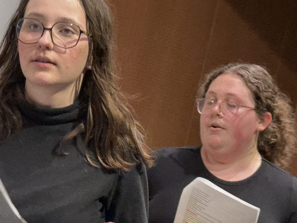 Caitlyn Myers as Jo and Reese Verlinde as Margaret in "Nuclear" at the Facility for Rare Isotope Beams (FRIB) produced by Second Stage Playwriting