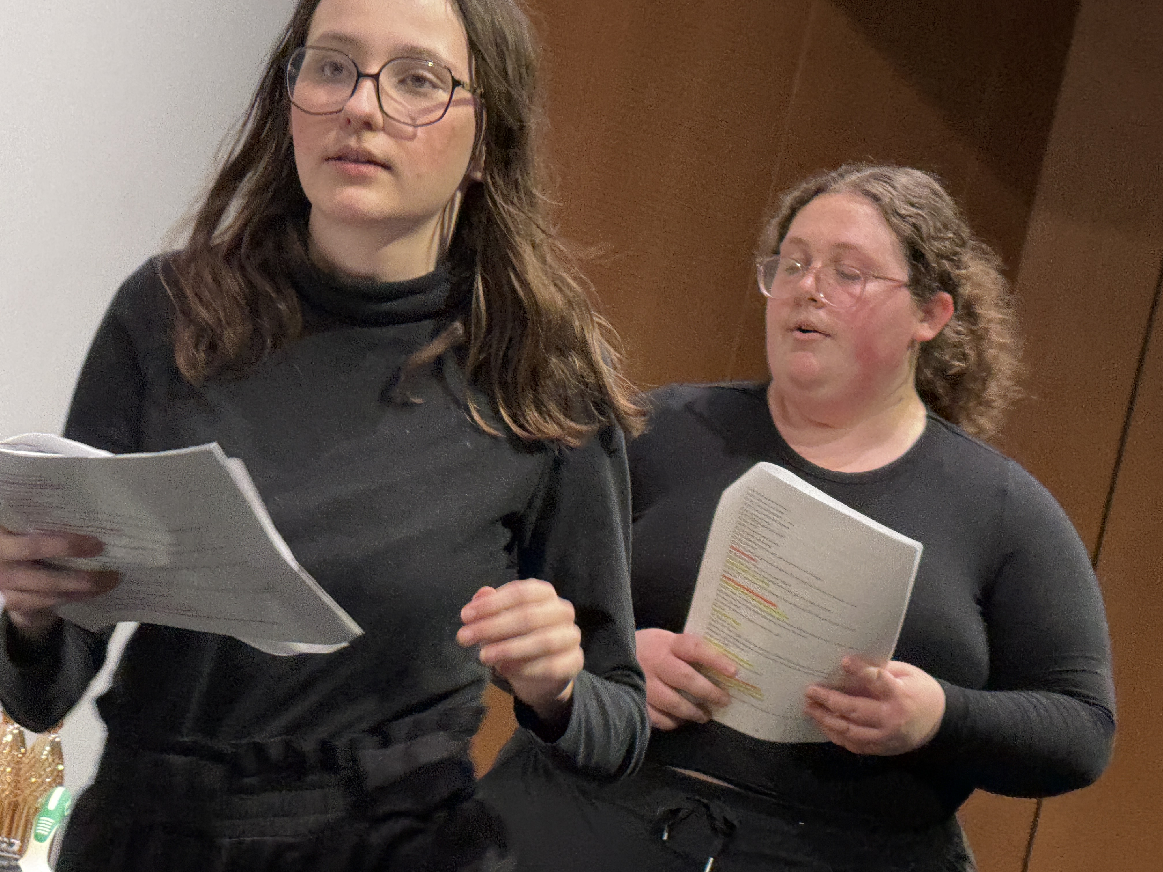 Caitlyn Myers as Jo and Reese Verlinde as Margaret in "Nuclear" at the Facility for Rare Isotope Beams (FRIB) produced by Second Stage Playwriting