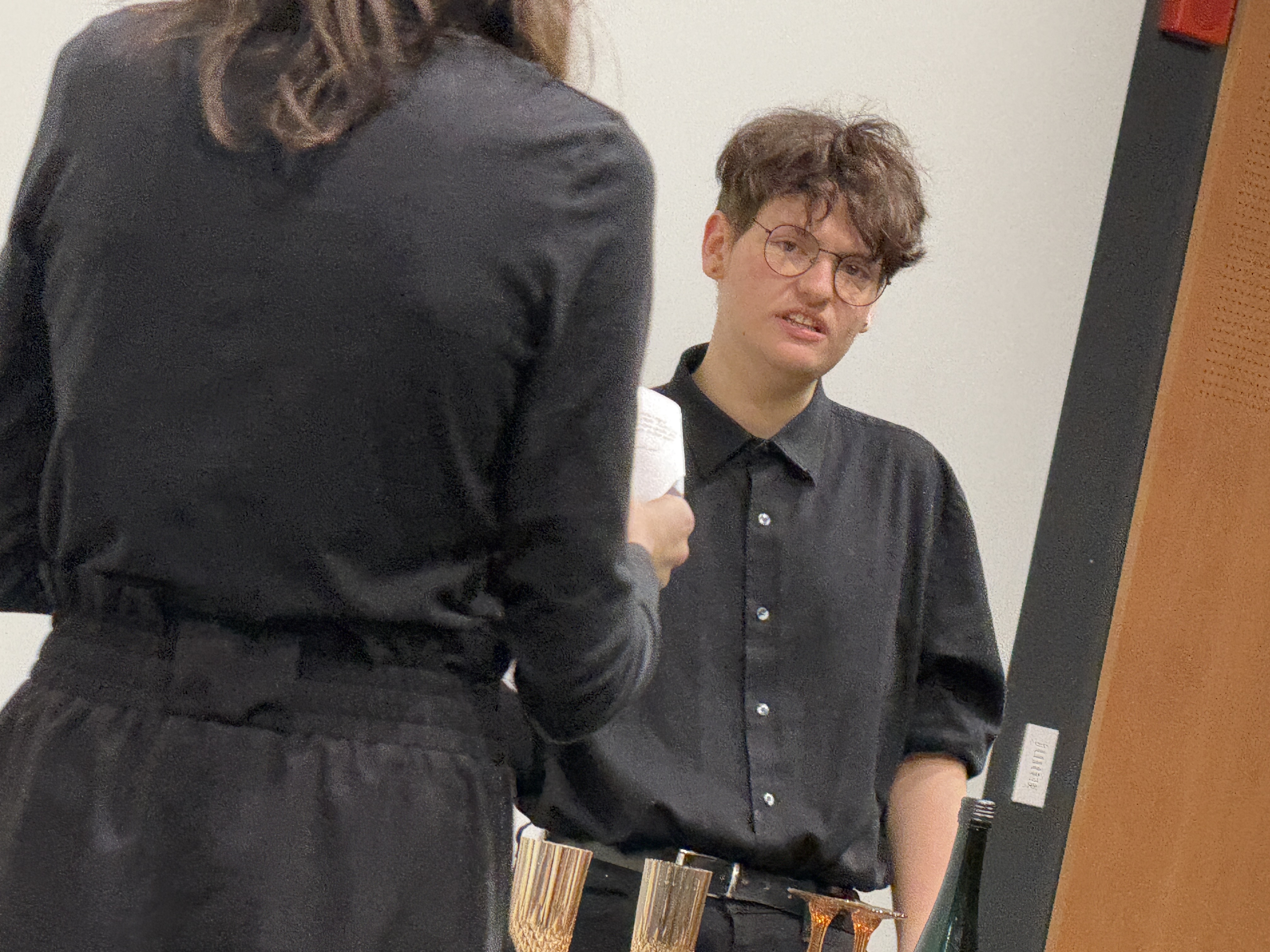 Tobias Sanders as Micheal and Caitlyn Myers as Jo in "Nuclear" at the Facility for Rare Isotope Beams (FRIB) produced by Second Stage Playwriting