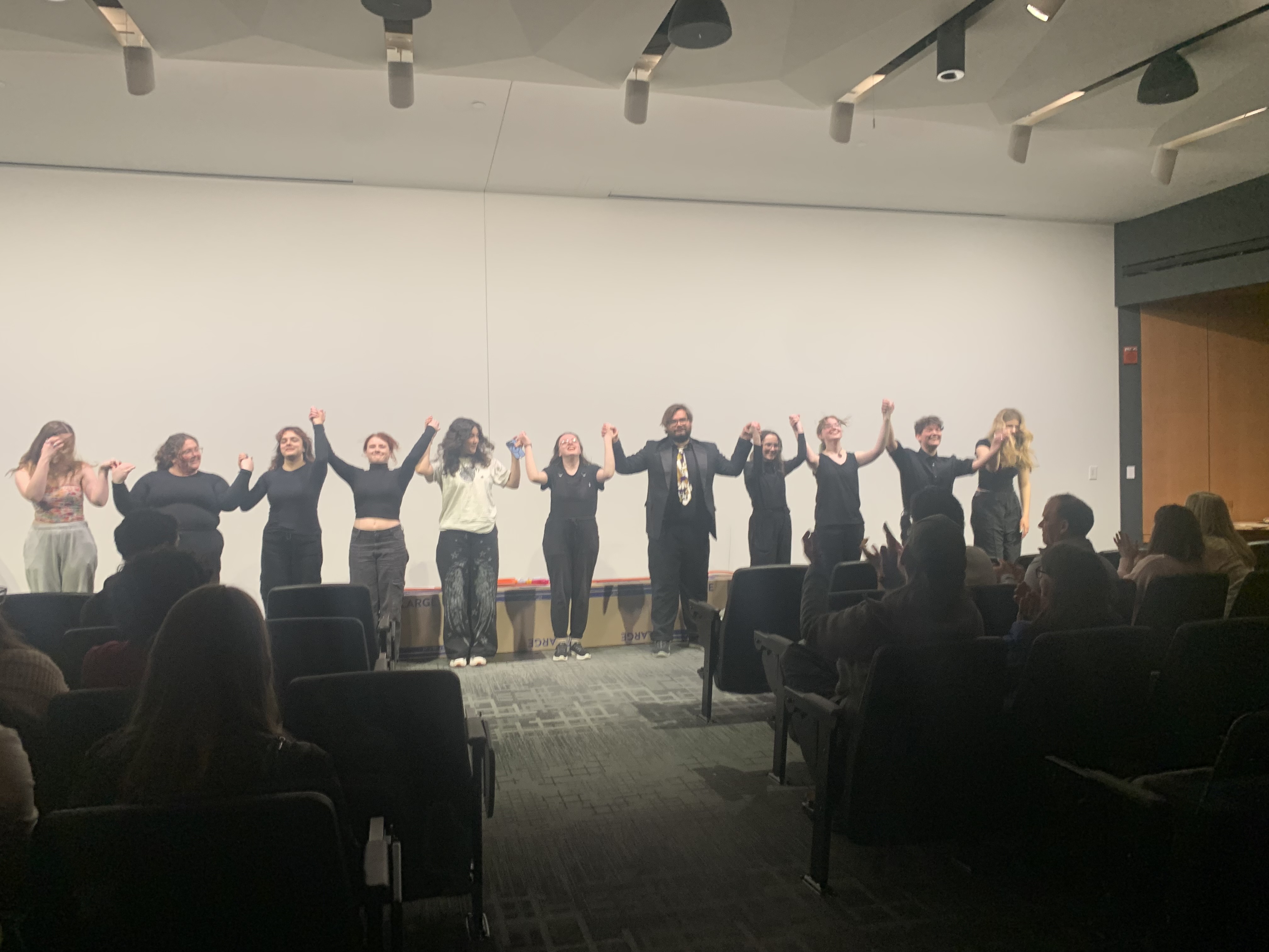 Bows featuring Anthony Monteleone, Elle Van Wagon, Emmy Able, Brooke Cousins, Tobias Sanders, Ella Galens, Caitlyn Myers, Alison Mastee, Reese Verlinde, and Jhanvi Gugneja at the Facility for Rare Isotope Beams (FRIB) produced by Second Stage Playwriting