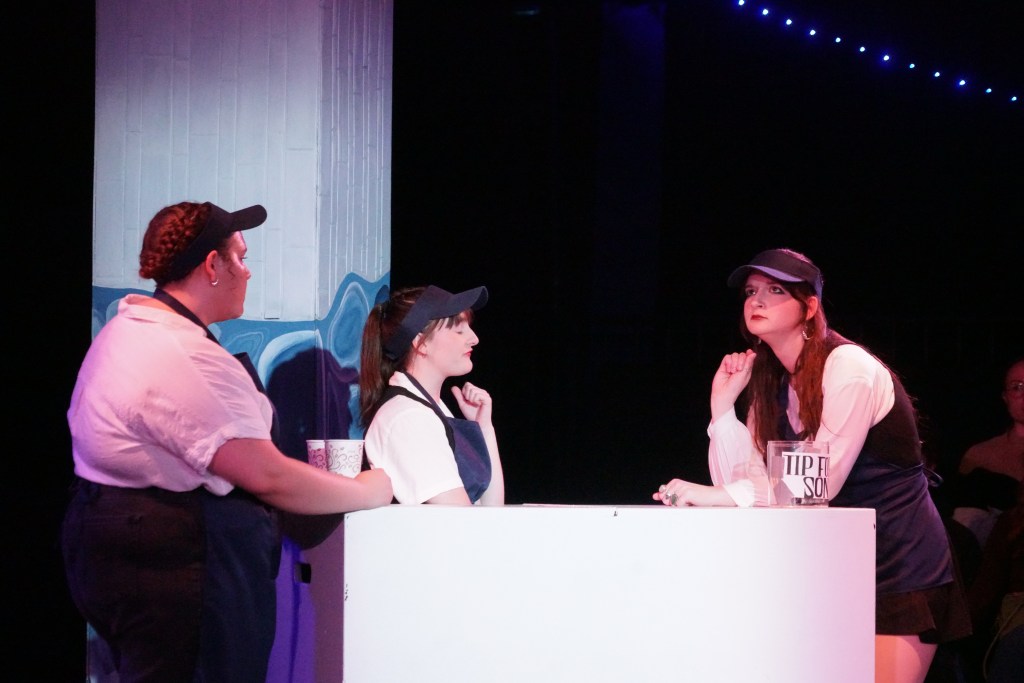 Casey Fosbenner as Nora, Saylor Amos as Zoey, and Brooke Cousins as Emma at Beanies in Second Stage Productions "The Guy Who Didn't Like Musicals"