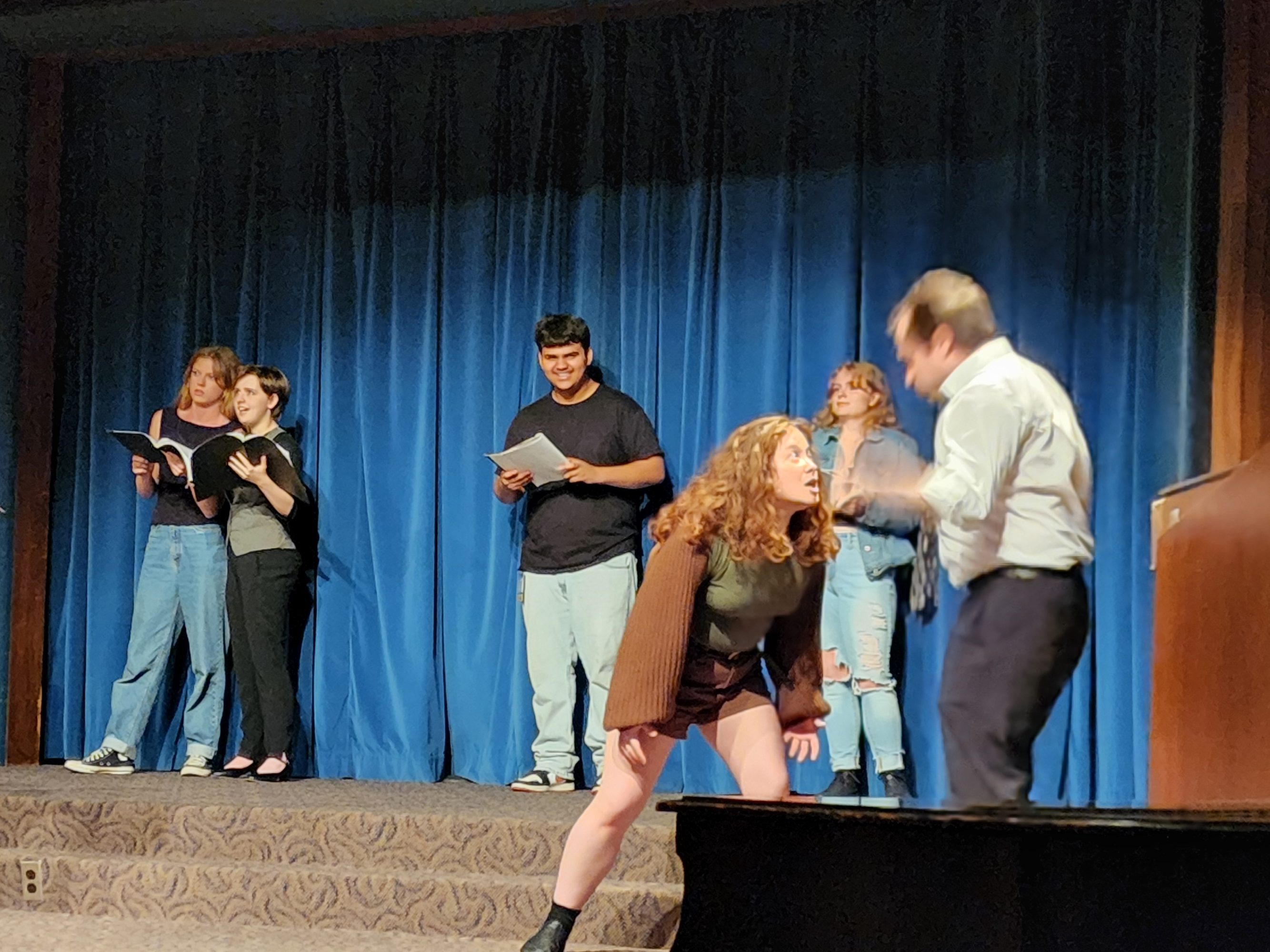 A Creature threatening Richard Nixon in "Timeline'd!" performed at International Thespian Festival